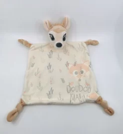 Disney - Bambi Le Faon - Doudou Plat Beige Feuille 30 Cm