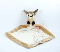 Disney Bambi Doudou Plat Marron Blanc Fleur 30 Cm