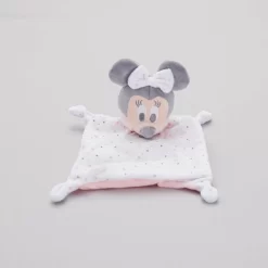 Disney Minnie La Souris Doudou Plat Blanc Rose 20 Cm
