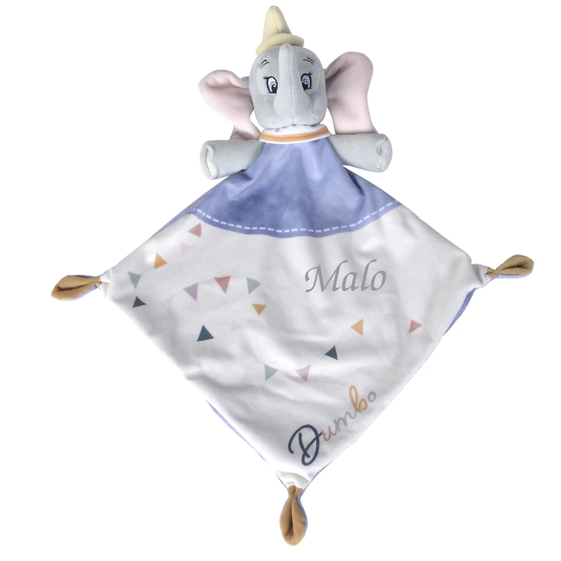 Disney - Dumbo L'éléphant - Doudou Plat Bleu Blanc 25 Cm 1 Disney - Dumbo L'éléphant - Doudou Plat Bleu Blanc 25 Cm