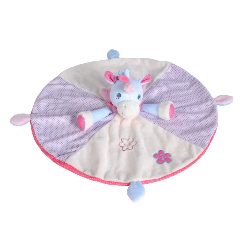 Disney Nicotoy Grand Doudou Rond Licorne Bleu Fleur 40 Cm 2 Disney Nicotoy Grand Doudou Rond Licorne Bleu Fleur 40 Cm – Image 2