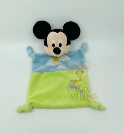Disney - Mickey La Souris - Doudou Plat Bleu Vert Cerf Volat 22 Cm