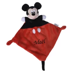 Disney - Mickey La Souris - Doudou Plat Rouge Noir 25 Cm