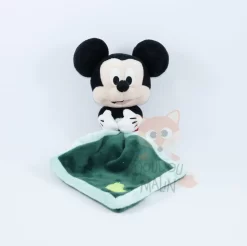 Disney Mickey La Souris Peluche Avec Doudou Vert Feuille