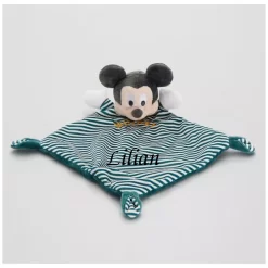 Disney Mickey La Souris Doudou Plat Vert Rayé 25 Cm