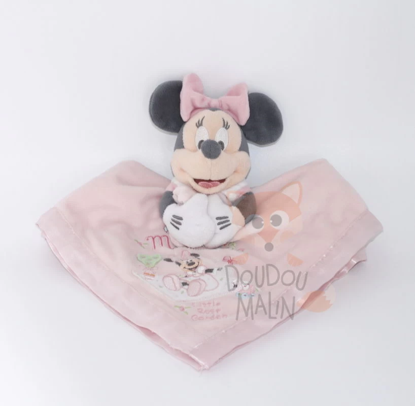 Disney - Minnie La Souris - Maxi Doudou Plat Carré Rose 40 Cm