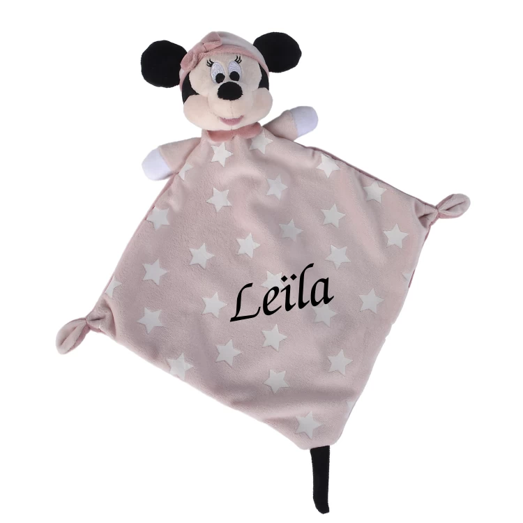 Disney - Minnie La Souris - Doudou Plat Luminescent Rose 25 Cm