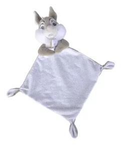 Disney - Panpan Le Lapin - Doudou Plat Gris Blanc Pois 25 Cm